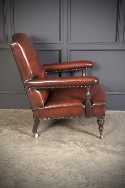 19th Century Pair of Leather Library Armchairs library chair Antique Chairs 13