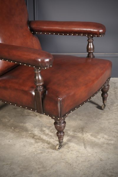 19th Century Pair of Leather Library Armchairs library chair Antique Chairs 5