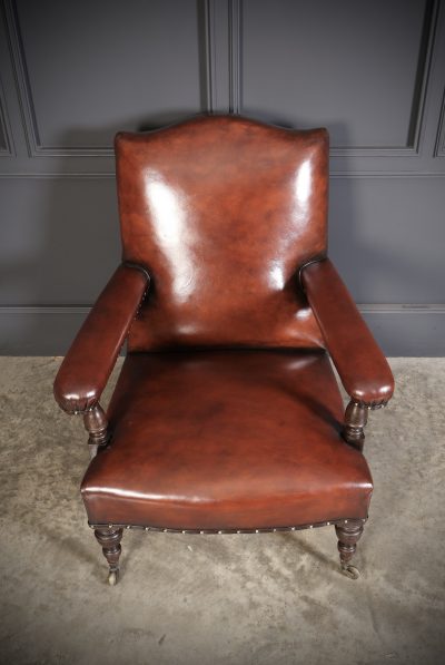 19th Century Pair of Leather Library Armchairs library chair Antique Chairs 7