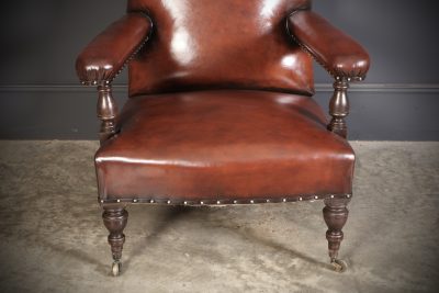 19th Century Pair of Leather Library Armchairs library chair Antique Chairs 9