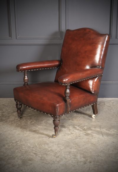 19th Century Pair of Leather Library Armchairs library chair Antique Chairs 10