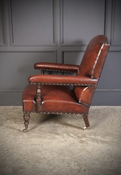 19th Century Pair of Leather Library Armchairs library chair Antique Chairs 11