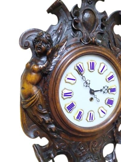 19th Century French Carved Wall Clock Antique Clocks 5