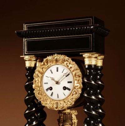 An Original Ebonised and Brass Inlayed French Portico Clock circa:1870 French mantel clock Antique Clocks 6