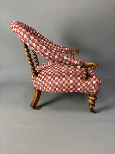 Late Victorian Walnut Easy Chair - Image 8