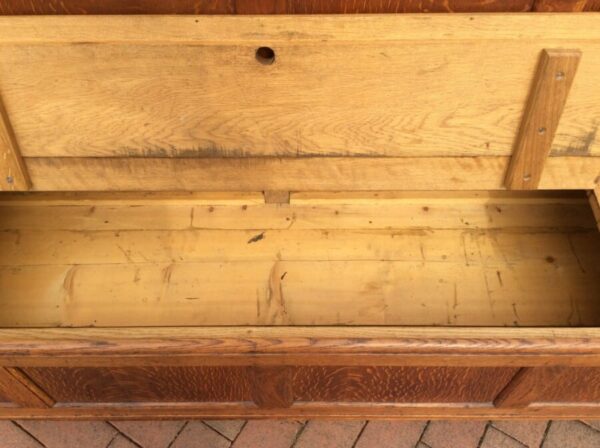 Arts & Crafts Cotswold School Oak Panelled Settle cotswold school Antique Benches 9