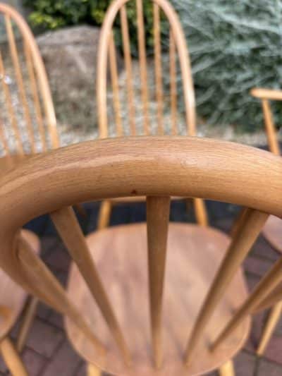 Mid Century Set of Six Ercol Windsor Dining Chairs beech Antique Chairs 10