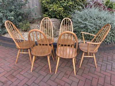 Mid Century Set of Six Ercol Windsor Dining Chairs - Image 7