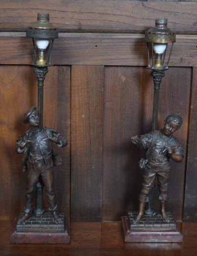 Pair Of French Eutrope Bouret Spelter Lamps SAI3538 spelter Antique Lighting 4