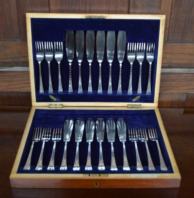 Waring & Gillows Cutlery Set/ Fish Set SAI3514 Boxed EPNS Cutlery Antique Boxes 3