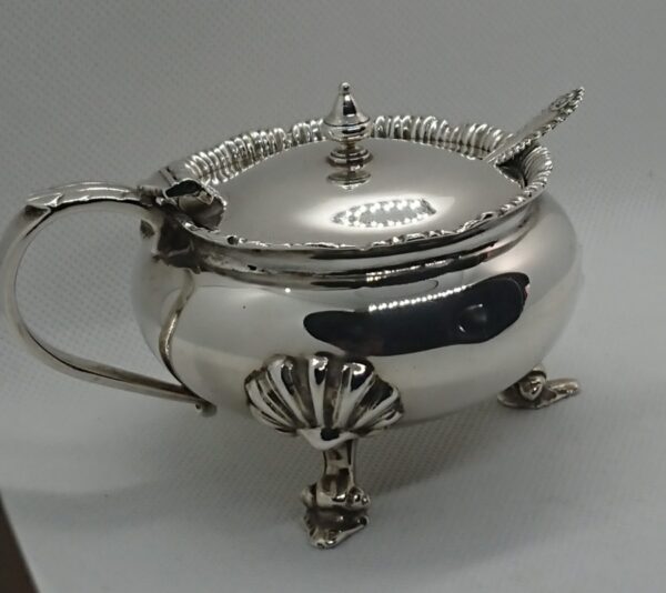 Silver Mustard Pot with Spoon London 1968 - Image 4