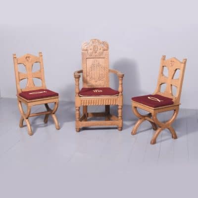 Set of 3 Carved Oak Chairs Antique Chairs 3