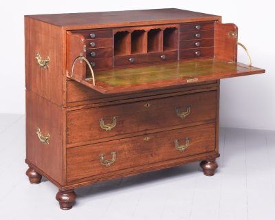 Georgian Two-Part Secretaire Military Chest secretaire Antique Chest Of Drawers 11