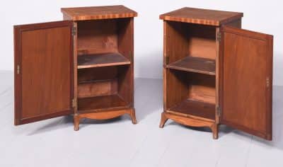 A Pair of Late 19th Century Inlaid Sheraton-Style Mahogany Lockers bedside cabinet Antique Cabinets 8