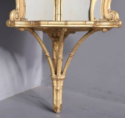 Pair of Victorian Carved Giltwood and Mirrored Corner Hanging Shelves - Image 5