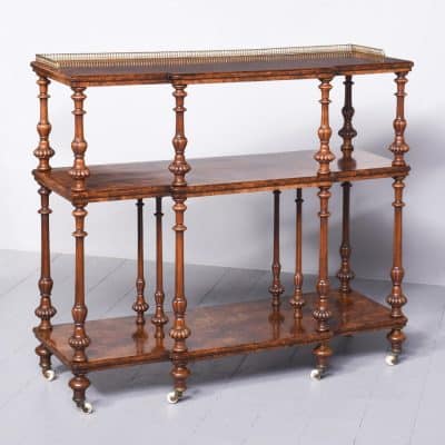 Exhibition Mid-Victorian Burr-Walnut Whatnot Antique Furniture 3