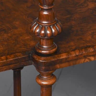 Exhibition Mid-Victorian Burr-Walnut Whatnot Antique Furniture 7