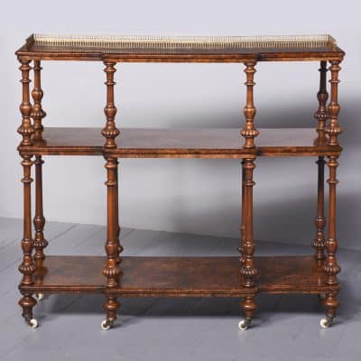 Exhibition Mid-Victorian Burr-Walnut Whatnot Antique Furniture 11