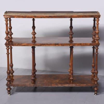 Exhibition Mid-Victorian Burr-Walnut Whatnot Antique Furniture 12