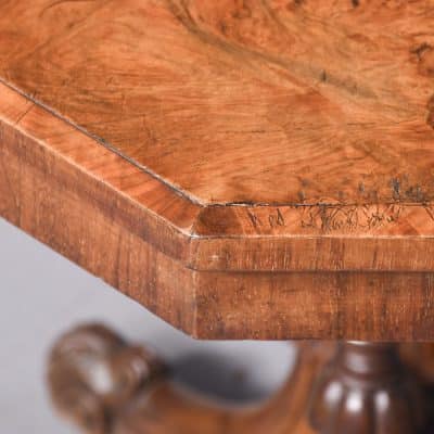 Quality Mid-Victorian Octagonal Burr-Walnut Centre Table Antique Tables 7