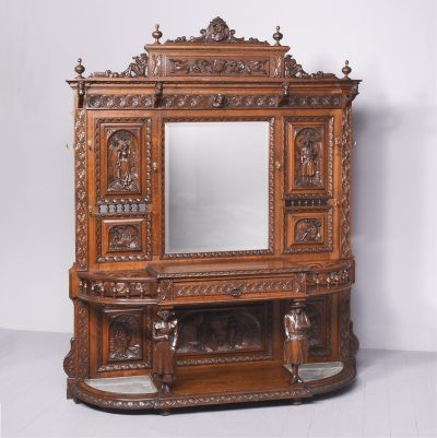 Magnificent Carved Oak Flemish Hall Stand of Very Large Proportions Antique Furniture 3