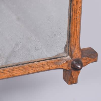 Late Victorian Gothic Oak- Framed Rustic Wall Mirror Antique Mirrors 6