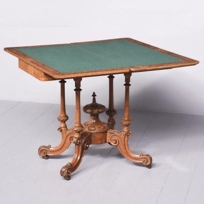 Victorian Burr Walnut, Amboyna inlaid Card Table Antique Tables 11