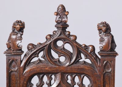 Pair of Gothic Style Carved Oak Chairs Antique Chairs 4