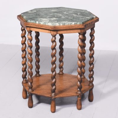 Marble Top Octagonal Oak Table Antique Tables 3