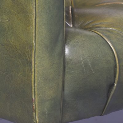 Green Leather Upholstered Library Chair Antique Chairs 7