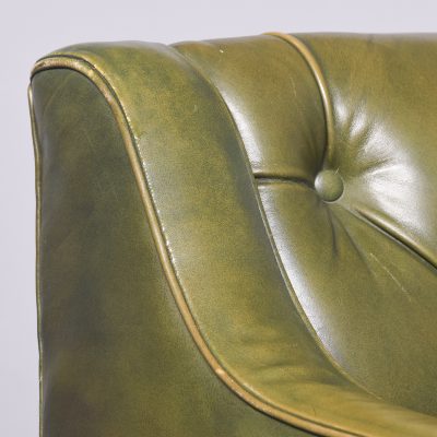 Green Leather Upholstered Library Chair Antique Chairs 8