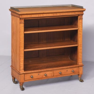 George IV Satinwood and Brass Mounted Open Bookcase Antique Bookcases 3