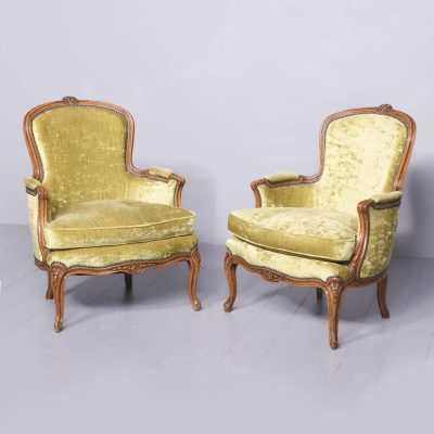 Pair of Louis XV Style Fauteuils Antique Chairs 3