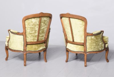 Pair of Louis XV Style Fauteuils Antique Chairs 11