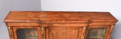 Mid-Victorian Marquetry Inlaid Three Door Break-Front Credenza Antique Cabinets 11