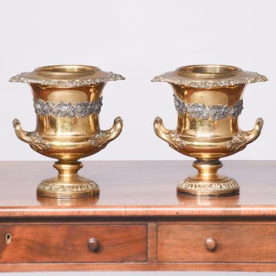 Pair of Gilded Willian IV Campana Shaped Wine Coolers Antique Collectibles 3