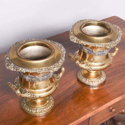 Pair of Gilded Willian IV Campana Shaped Wine Coolers Antique Collectibles 8