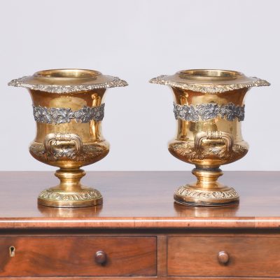 Pair of Gilded Willian IV Campana Shaped Wine Coolers Antique Collectibles 10