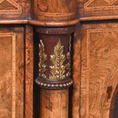 Quality Inlaid Burr Walnut Victorian Bow-End Credenza Antique Chairs 5