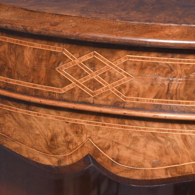 Quality Inlaid Burr Walnut Victorian Bow-End Credenza Antique Chairs 6