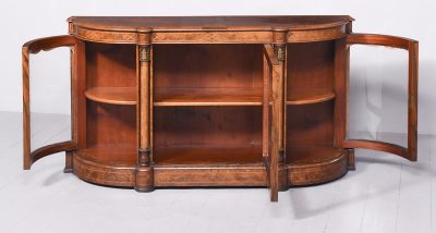 Quality Inlaid Burr Walnut Victorian Bow-End Credenza Antique Chairs 11