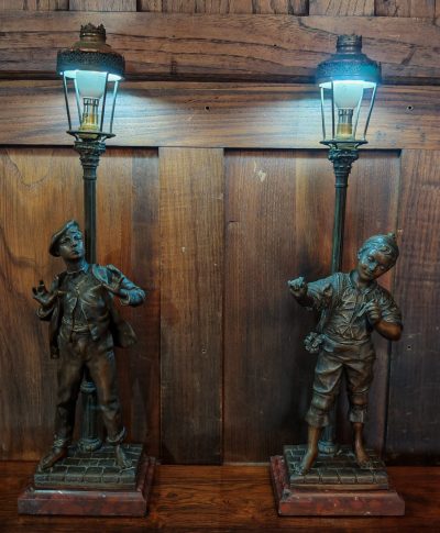 Pair Of French Eutrope Bouret Spelter Lamps SAI3538 spelter Antique Lighting 3