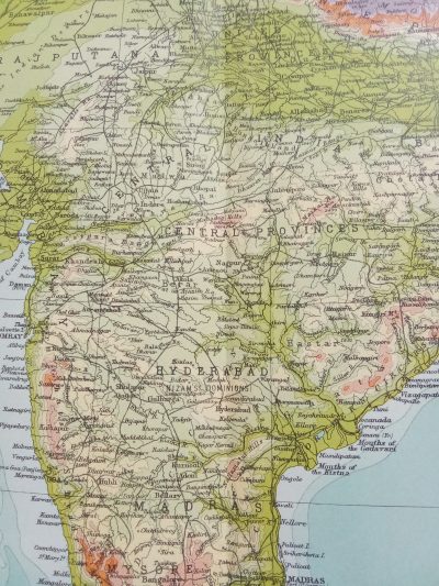 RARE 120 year old Map British INDIA Raj includes Railway Stations Colour 1904 Anglo Indian Antique Maps 7