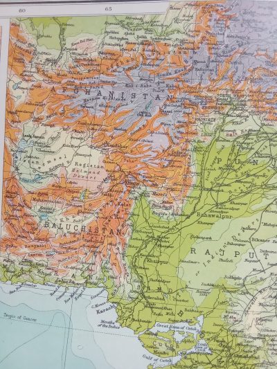 RARE 120 year old Map British INDIA Raj includes Railway Stations Colour 1904 Anglo Indian Antique Maps 6