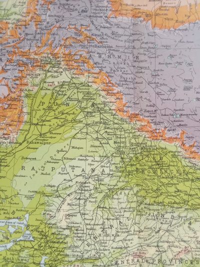 RARE 120 year old Map British INDIA Raj includes Railway Stations Colour 1904 Anglo Indian Antique Maps 5