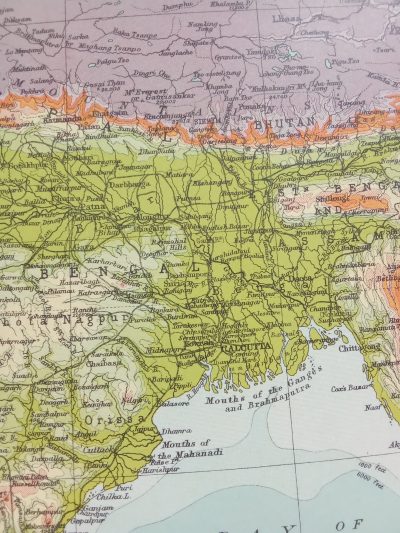 RARE 120 year old Map British INDIA Raj includes Railway Stations Colour 1904 - Image 2