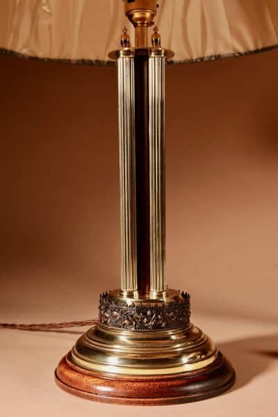 Classical 4 Columns Brass And mahogany Beautiful Pair of Table Lamps. lamps Antique Lighting 9