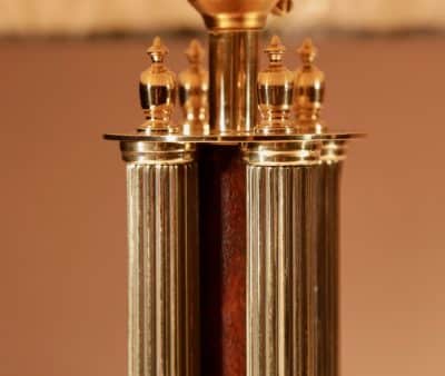 Classical 4 Columns Brass And mahogany Beautiful Pair of Table Lamps. - Image 5