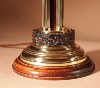 Classical 4 Columns Brass And mahogany Beautiful Pair of Table Lamps. lamps Antique Lighting 6