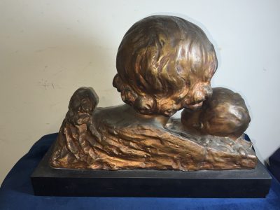 MOTHER & CHILD BRONZE ON MARBLE FRENCH 19TH CENTURY ART NOUVEA Bronzes Silver Metals 13